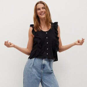 Adorable and Comfy Mango Ruffled cotton blouse